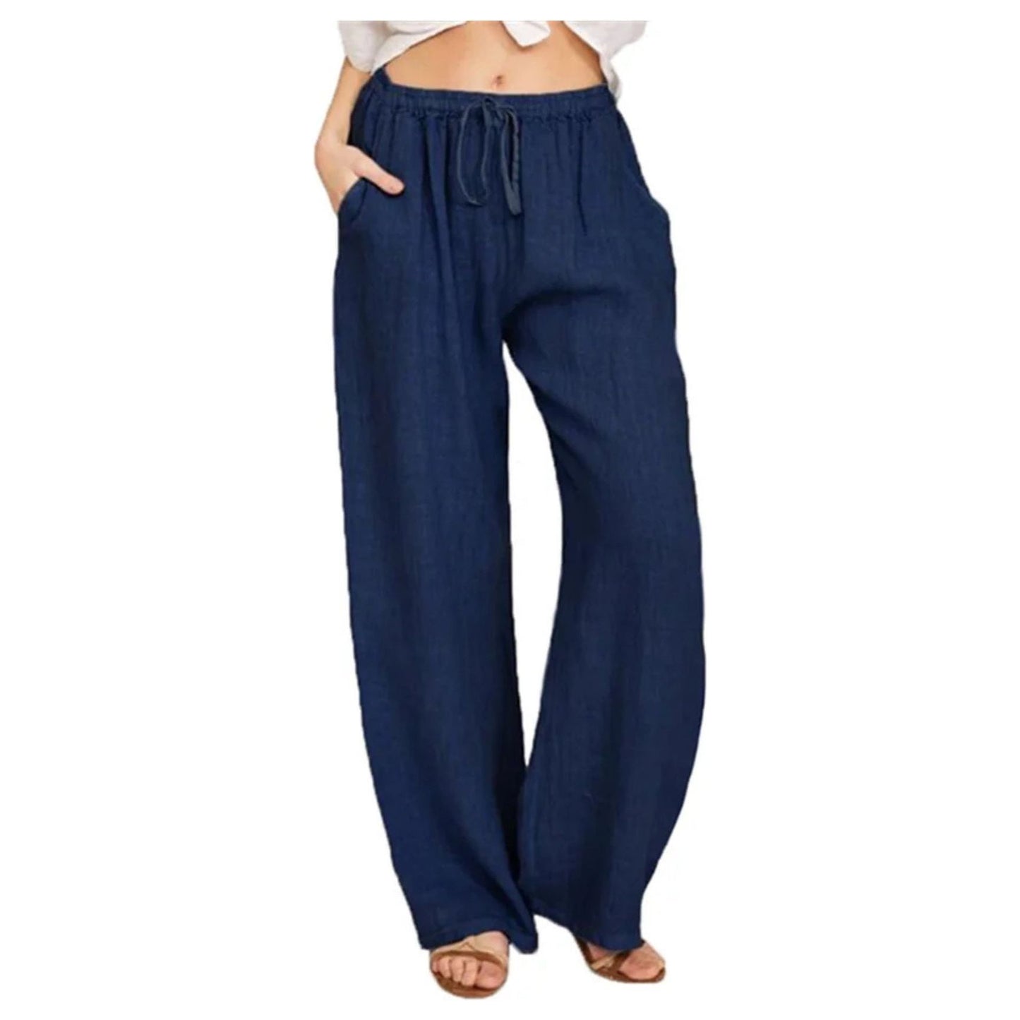 Drawstring High Waist Palazzo Pants.