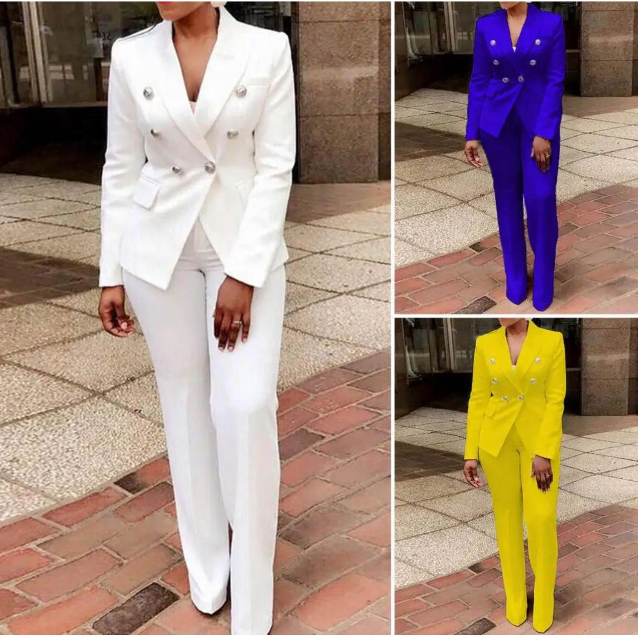 Double Breasted Blazer and Pants Formal Set