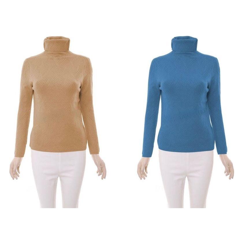 Cream Silk Ribbed Knit Turtleneck