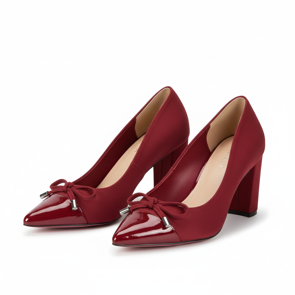 Thick Heel Bowknot Rhonestone Heels