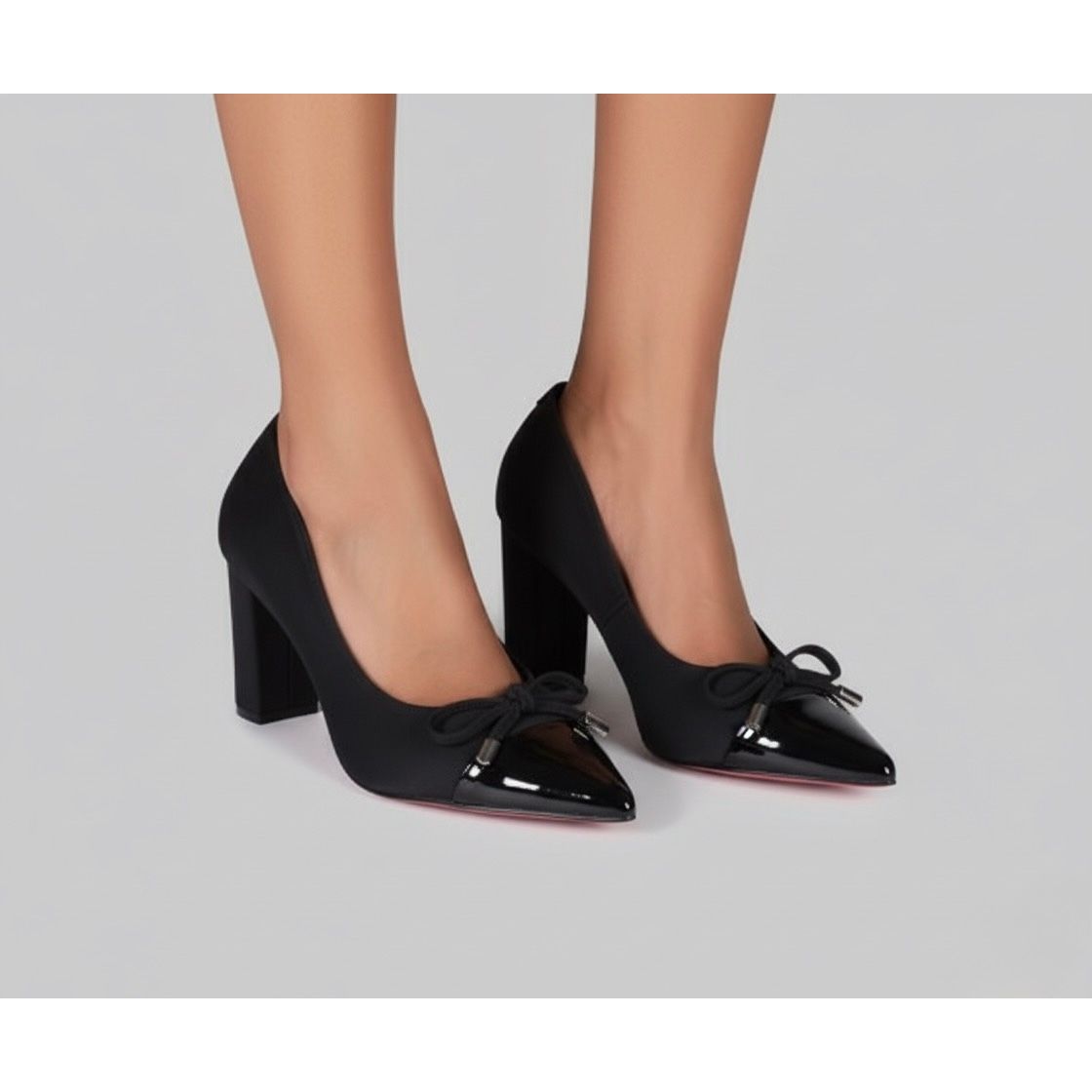 Thick Heel Bowknot Rhonestone Heels