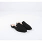 Women Point Toe Mule Flats, Elegant Black Fabric Flat Shoes