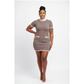 Mock-Neck Plaid Knit Mini A-Line Dress