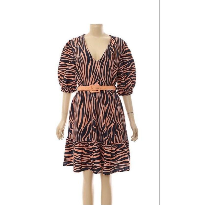 Irregular Lines Printed Mini Dress