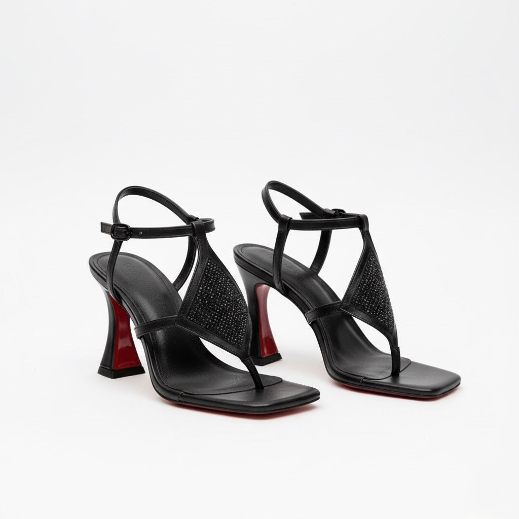 Elegant Metallic Buckle Dressy High Heels Sandals