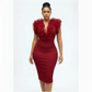 Ruffle V Neck Sleeveless Bodycon Midi Dress