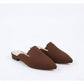 Women Point Toe Mule Flats, Elegant Black Fabric Flat Shoes