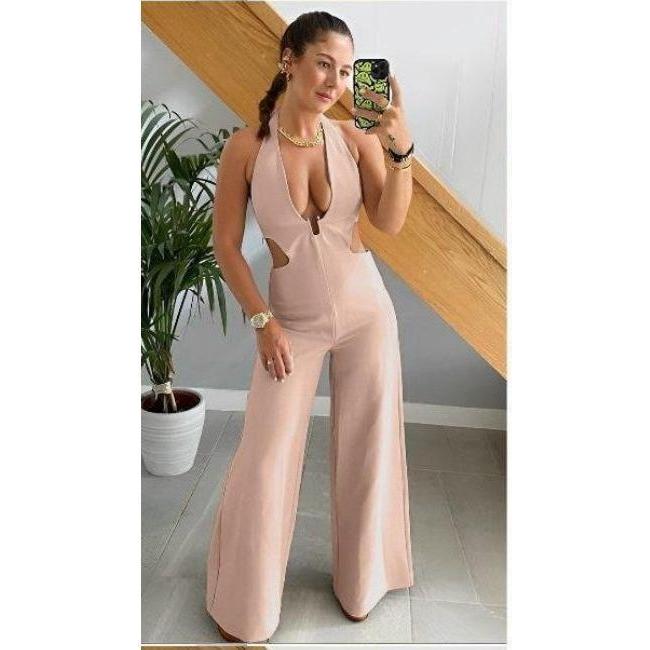 Sexy V-Neck Palazzo Jumpsuit.