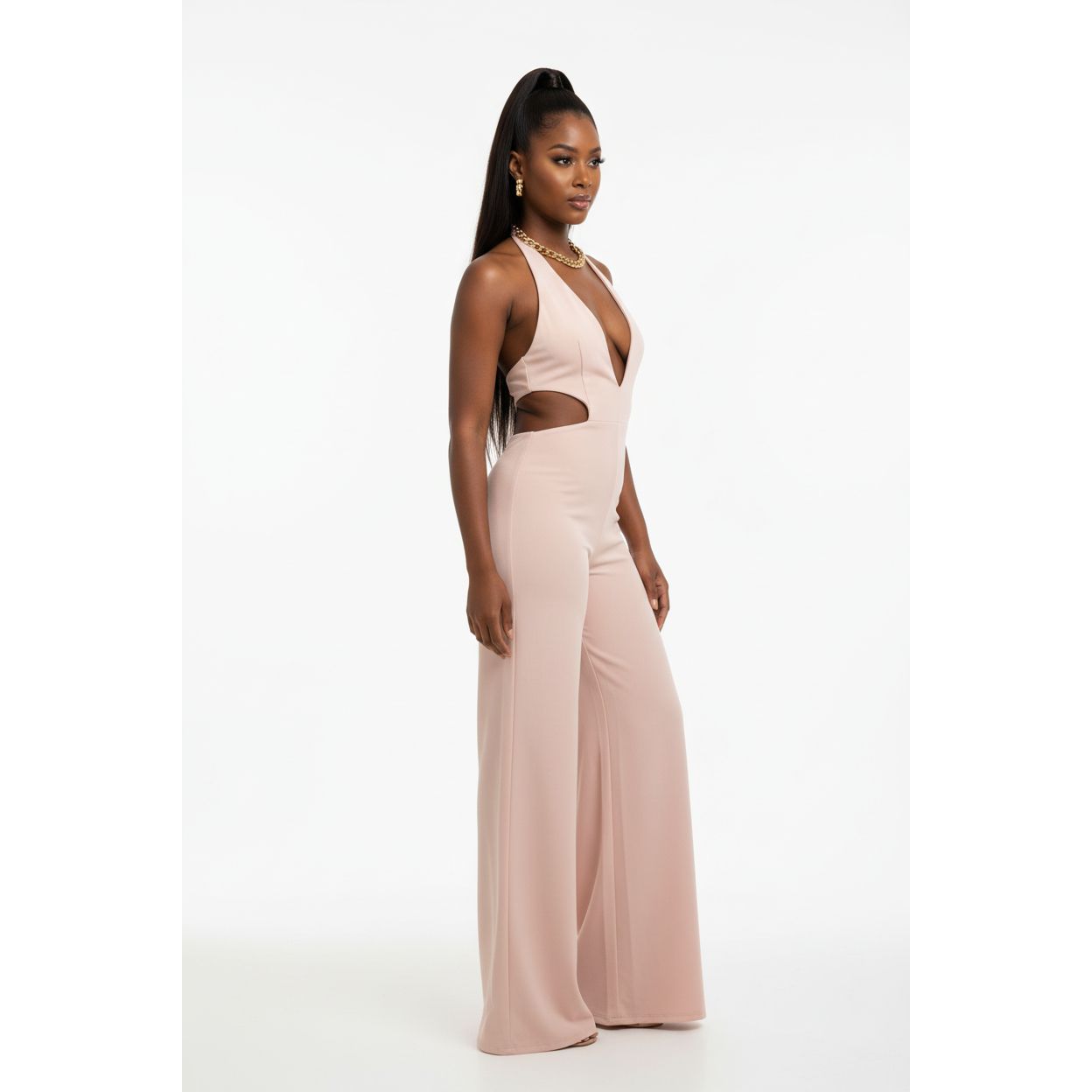 Sexy V-Neck Palazzo Jumpsuit.