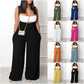 Plus Size Lace-Up Pocket Wide Leg Loose Casual Overalls.