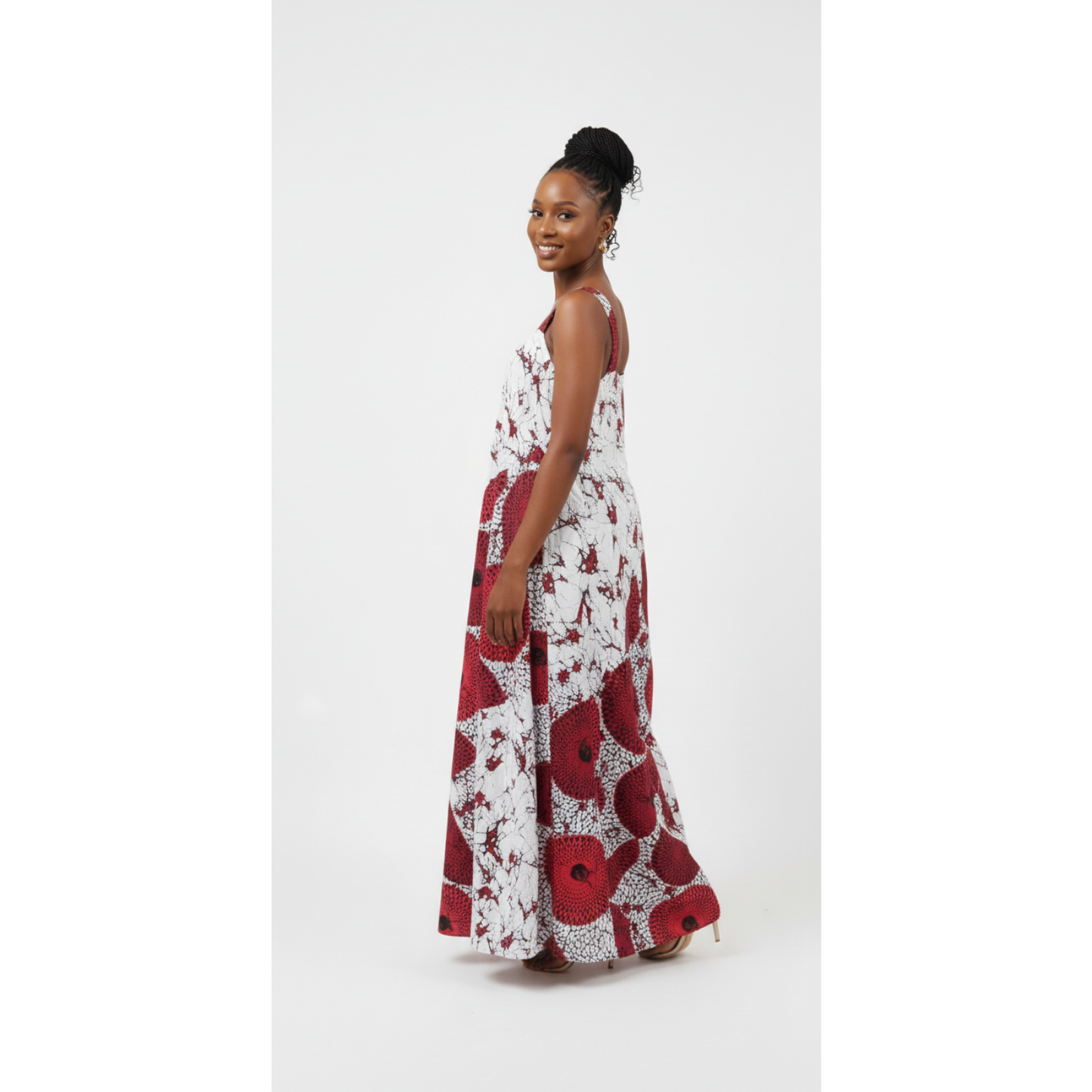 African Print Sleeveless Flare Long Maxi Dress