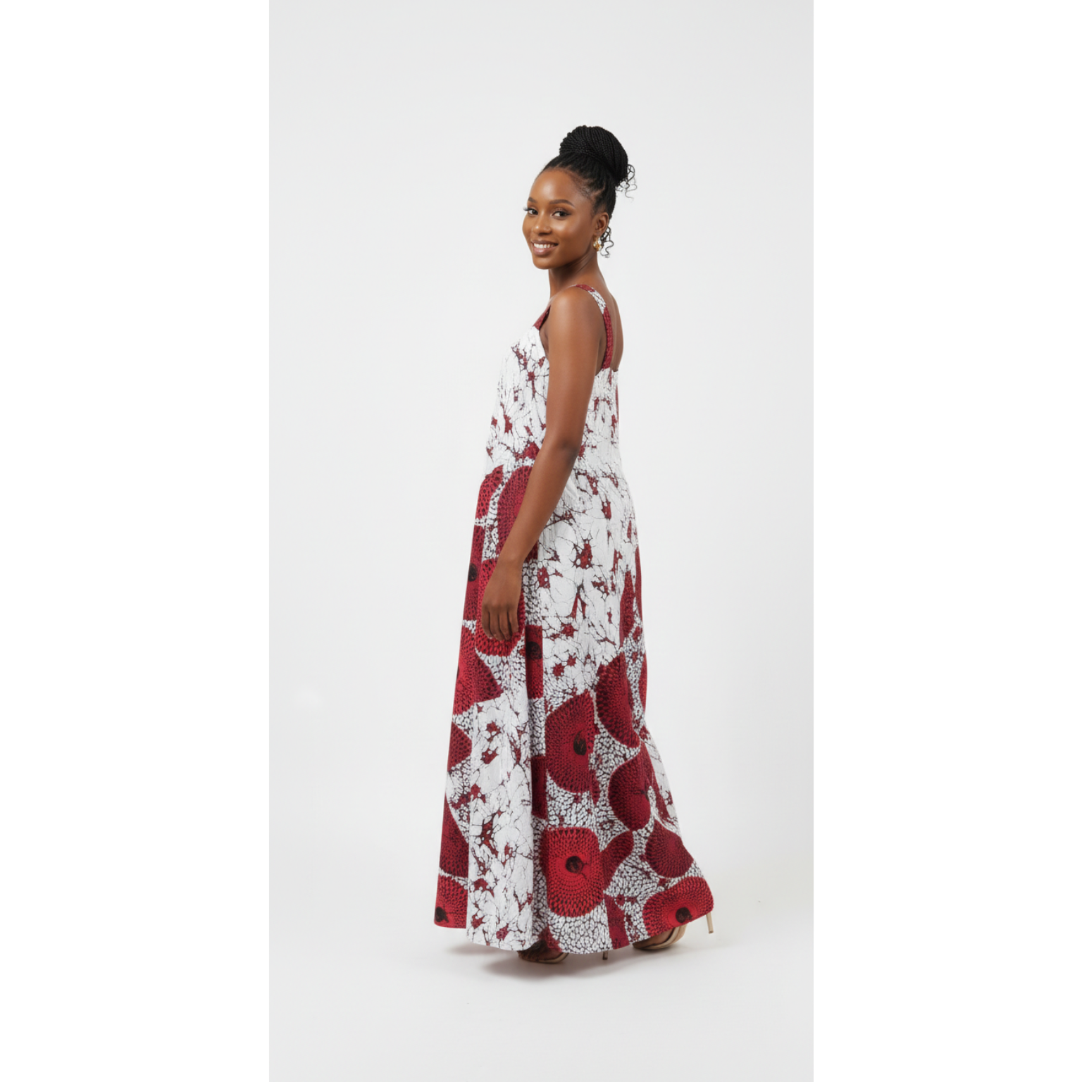 African Print Sleeveless Flare Long Maxi Dress