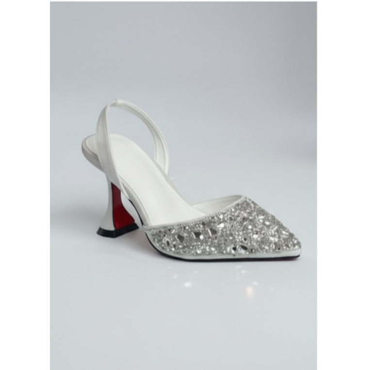 Pointed Diamante Court Heel With Slingback