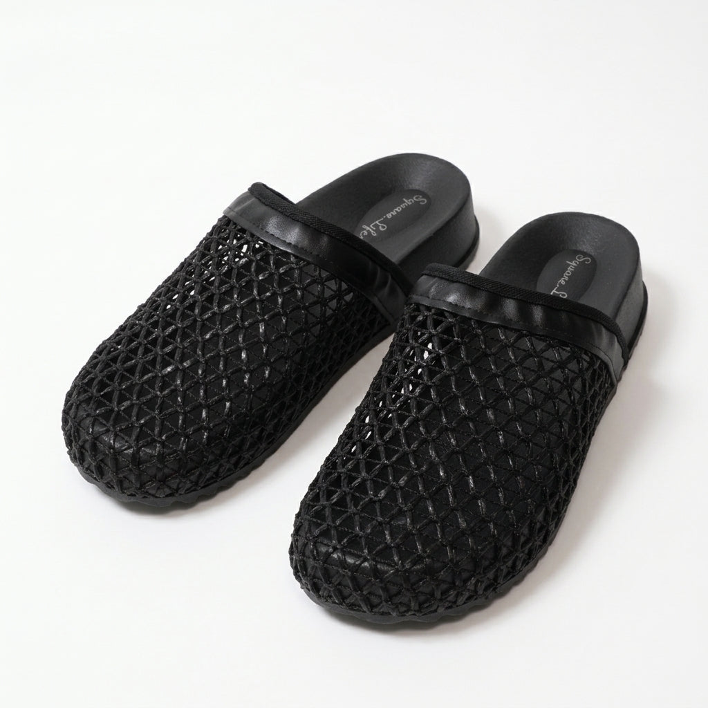 Woven Mesh Slip-On Flat Mules