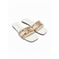 Pedrino Rhinestone Buckle Square Slides