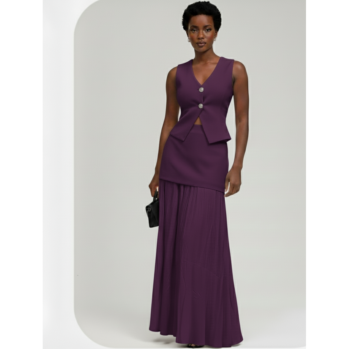 Two-Piece Maxi Skirt & Vest Set