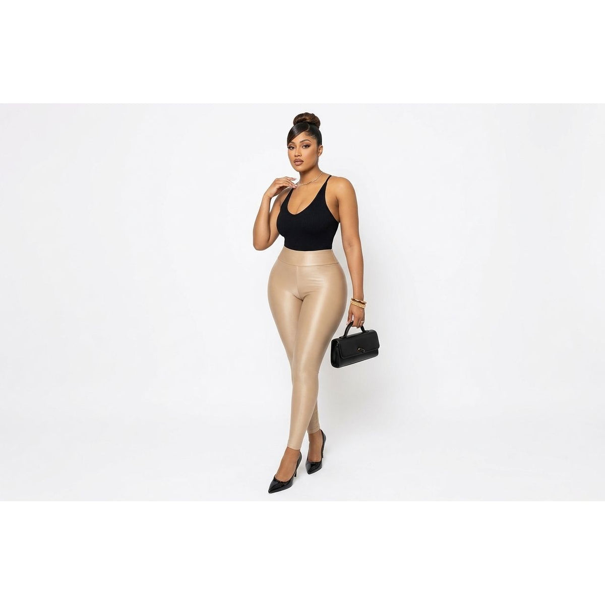 Women's High-Waisted Glossy Finish Tights