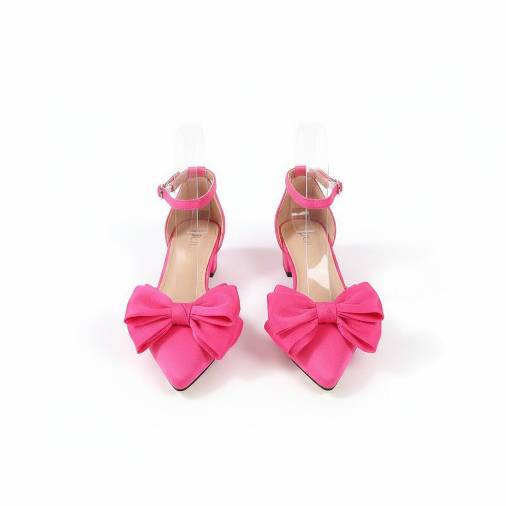 Bow Decor Chunky Heeled Ankle Strap Sandals
