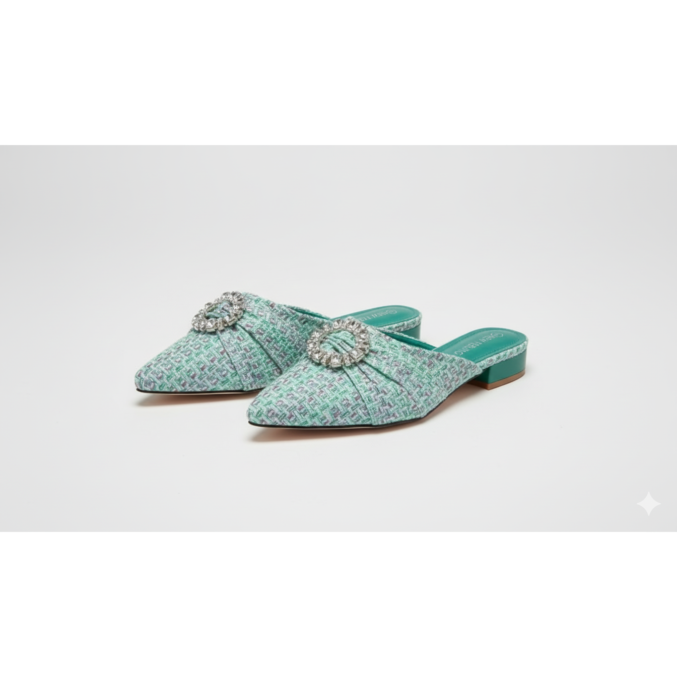 Glamorous Rhinestone Decor Point Toe Flats Mule Shoes