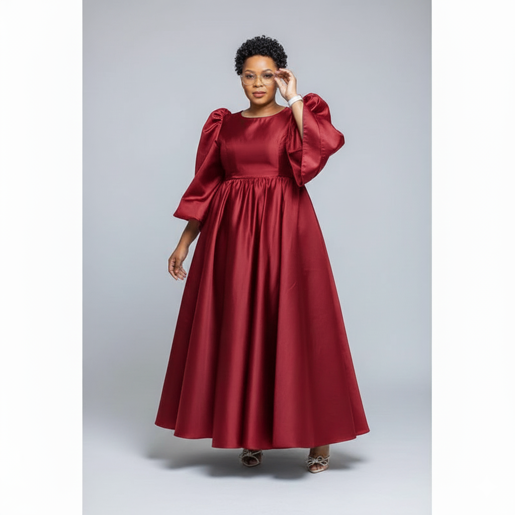 Satin wide open arm dress