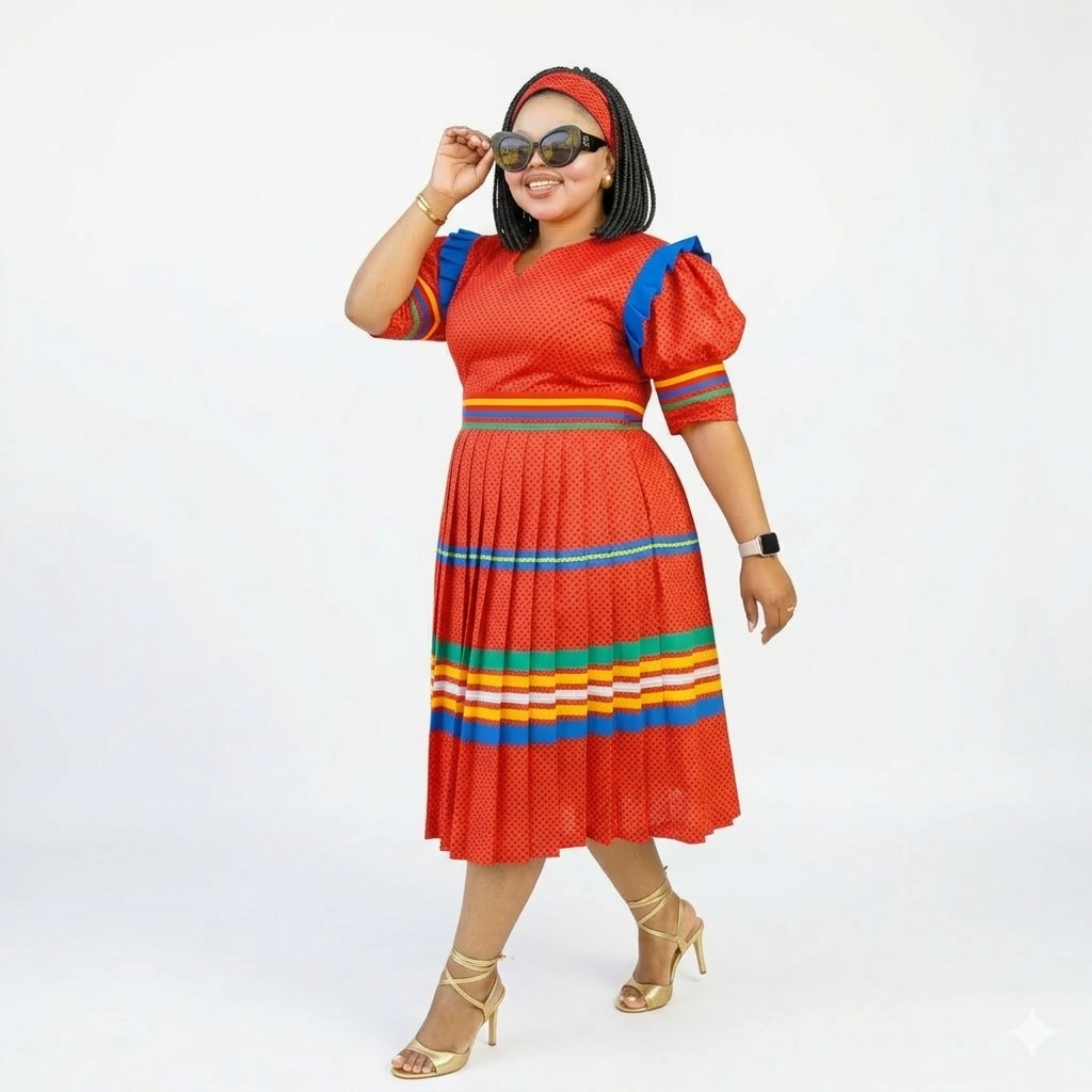 Short Sleeve V-Neck Ankara Dress
