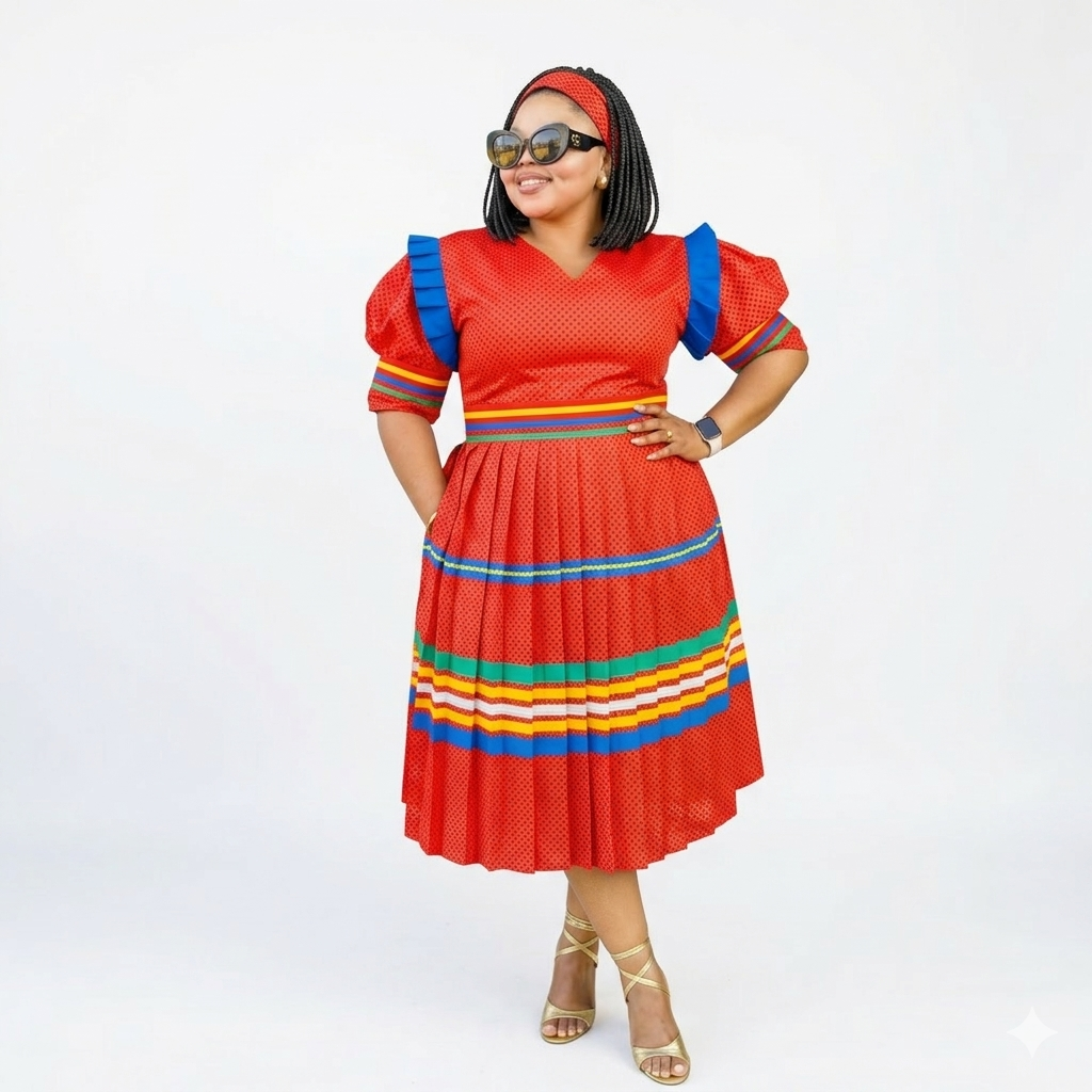 Short Sleeve V-Neck Ankara Dress