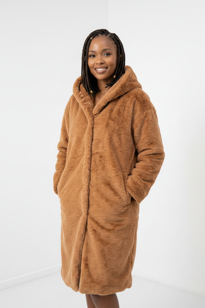 Faux Fur Hooded Coat