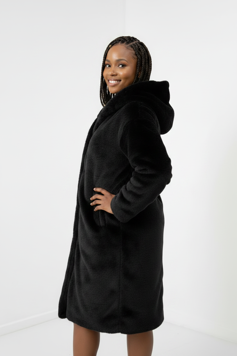 Faux Fur Hooded Coat