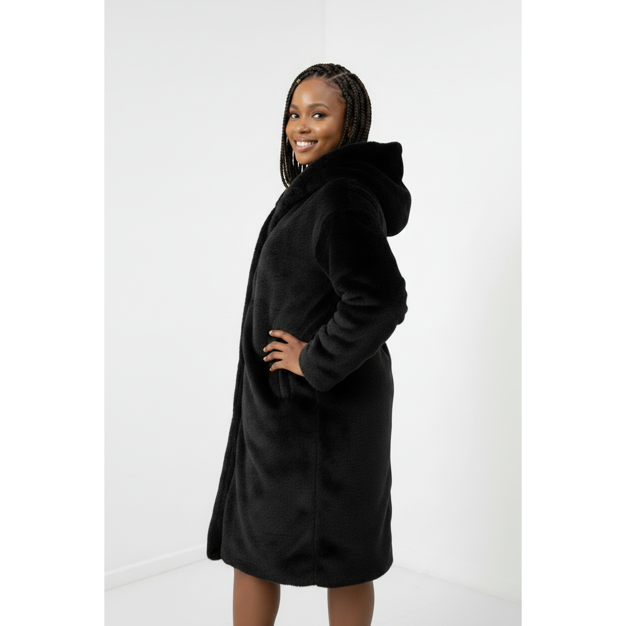 Faux Fur Hooded Coat
