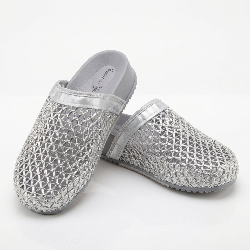Woven Mesh Slip-On Flat Mules