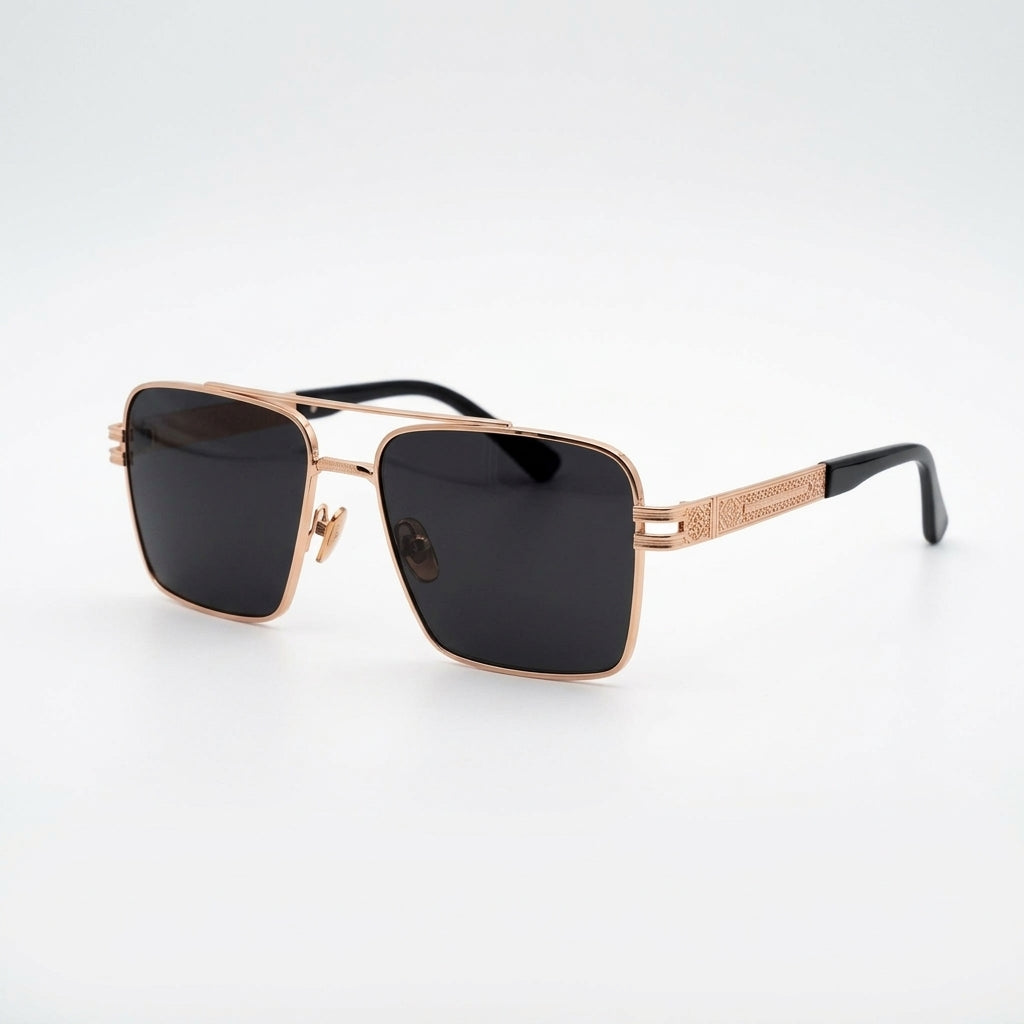 Square Metal Aviator Sunglasses with Gradient Lenses