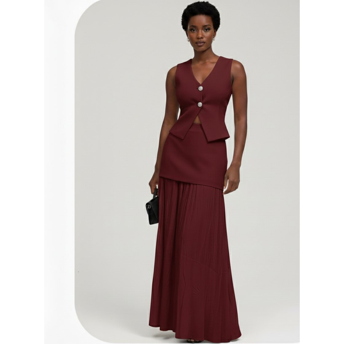 Two-Piece Maxi Skirt & Vest Set