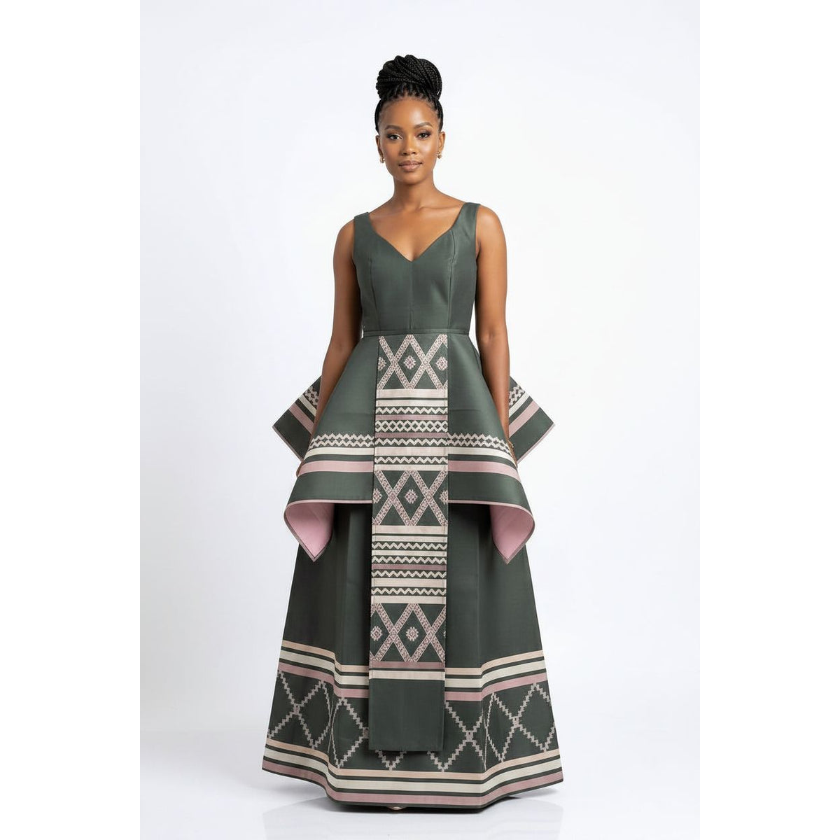 Modern Xhosa Traditional Maxi Dress | Spaghetti Strap Cultural Style