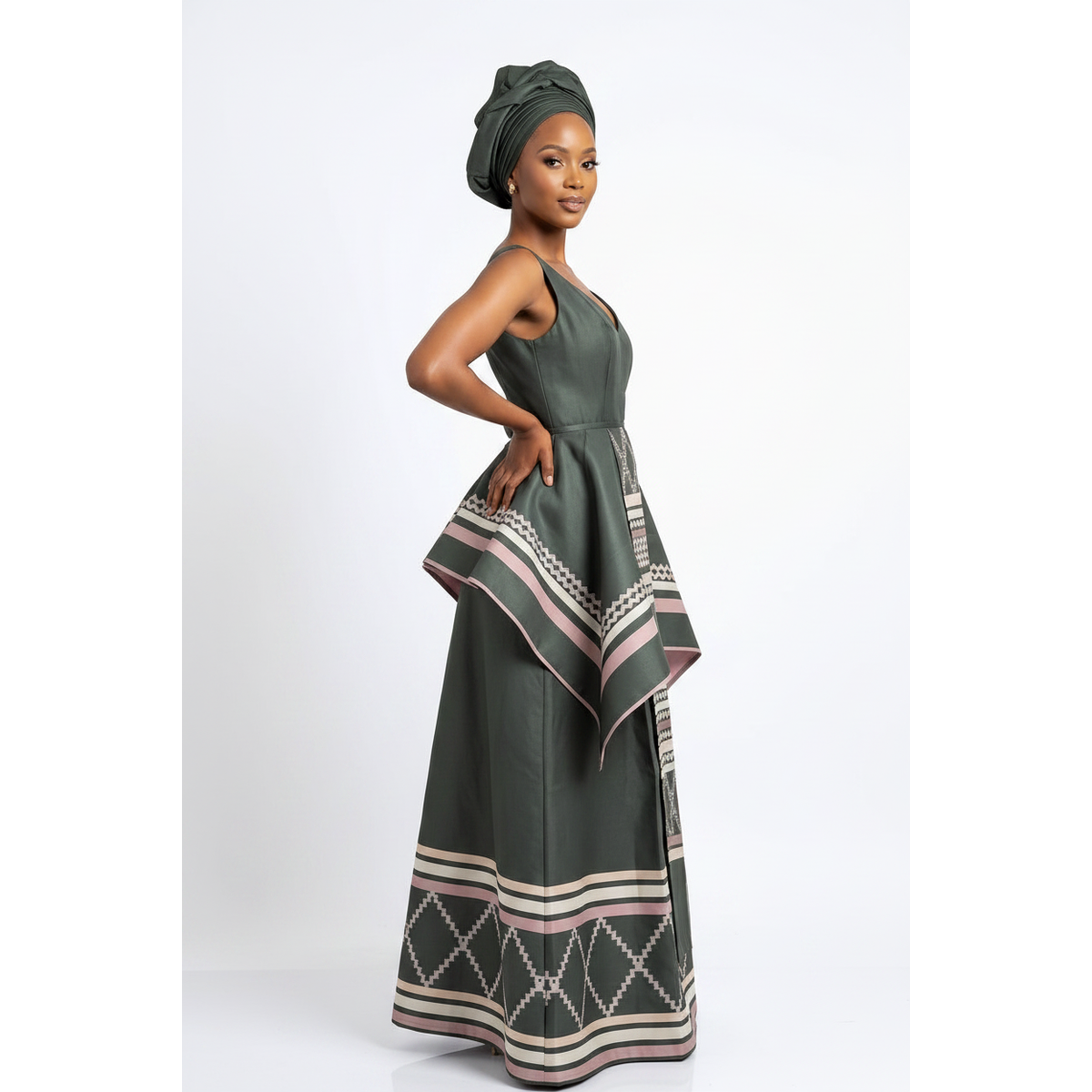 Modern Xhosa Traditional Maxi Dress | Spaghetti Strap Cultural Style