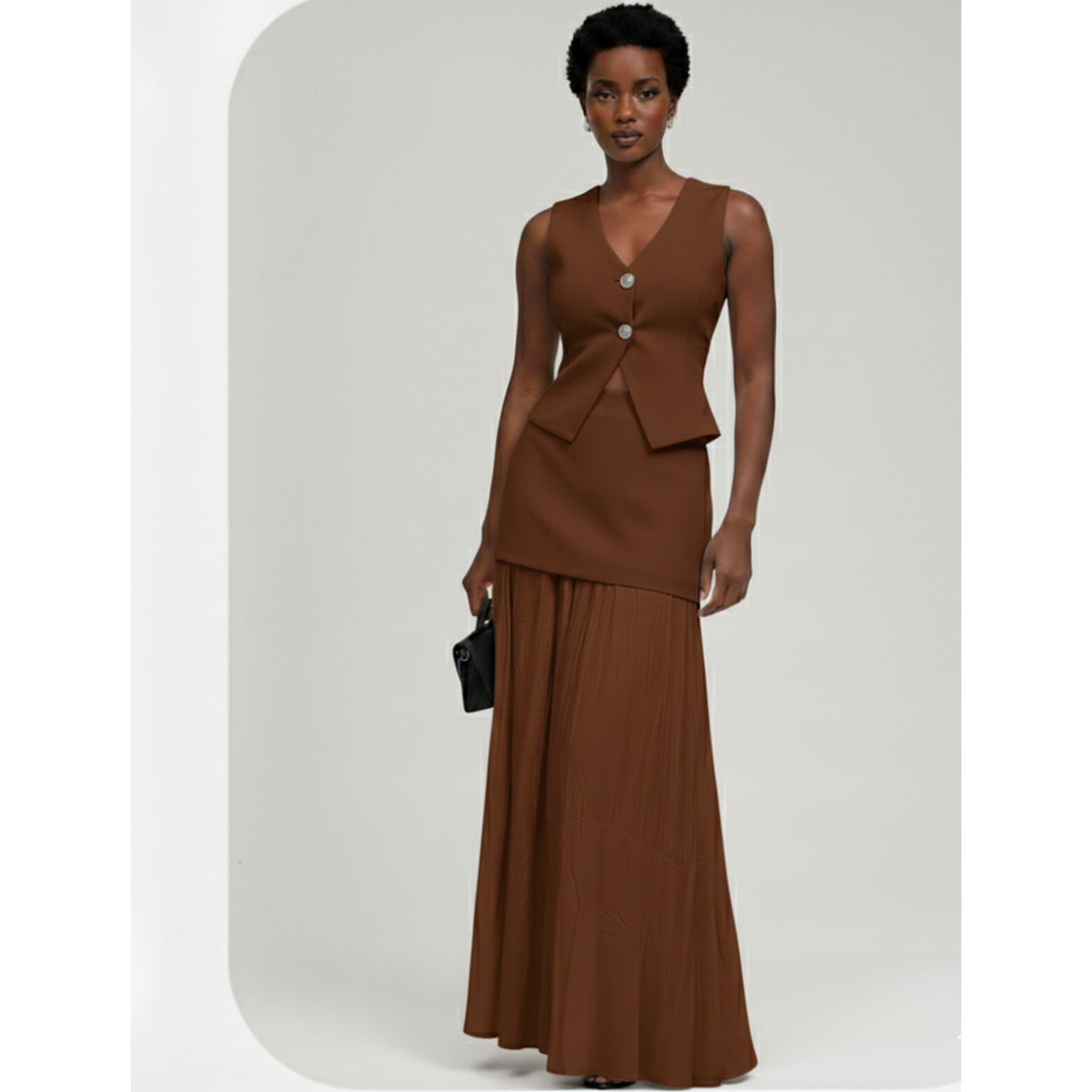 Two-Piece Maxi Skirt & Vest Set