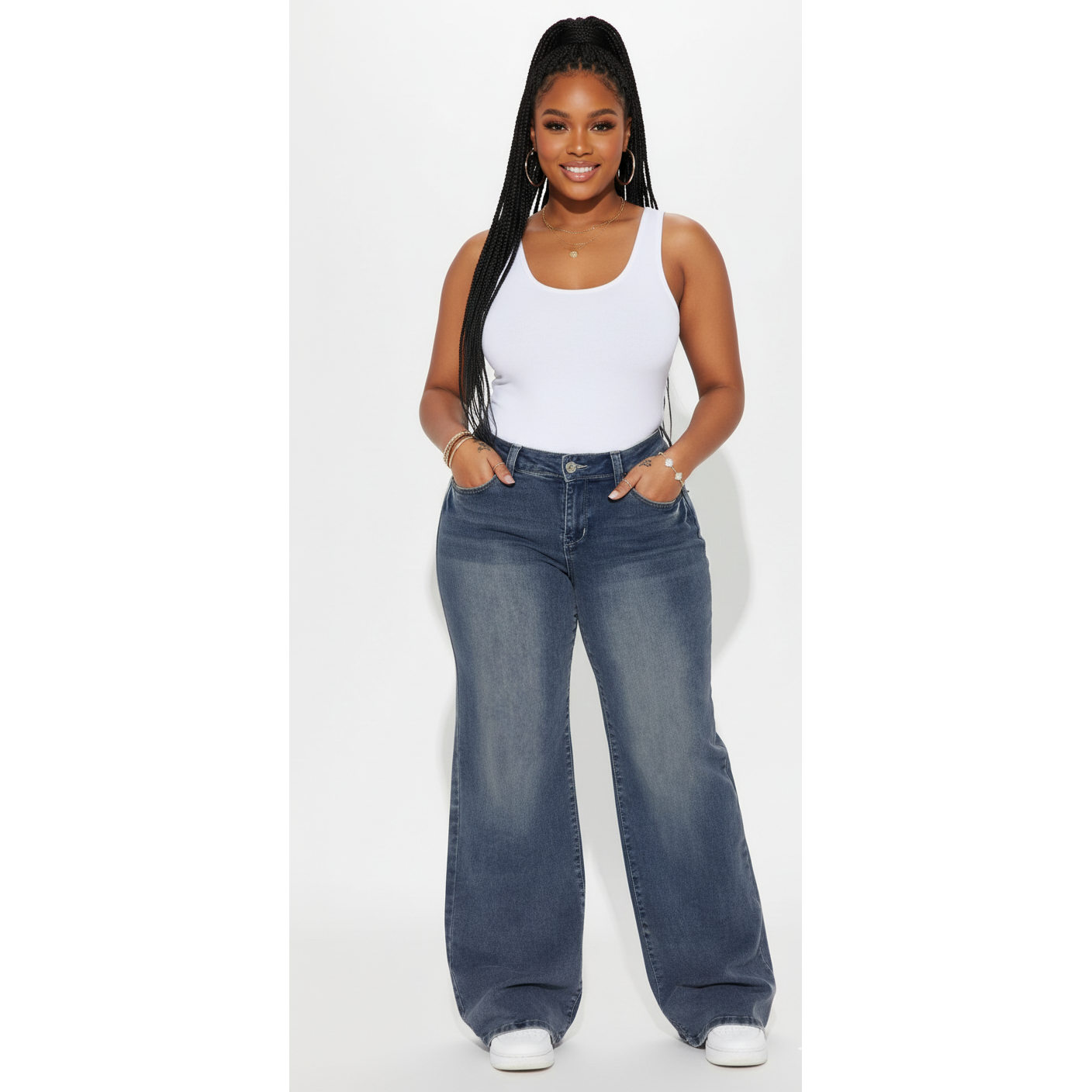 Booty Lifting Stretch Wide Leg Jeans