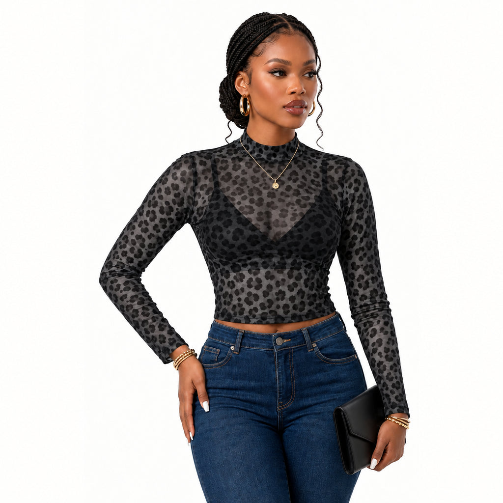 Mock Neck Leopard Print Top – Bold & Versatile Everyday Style