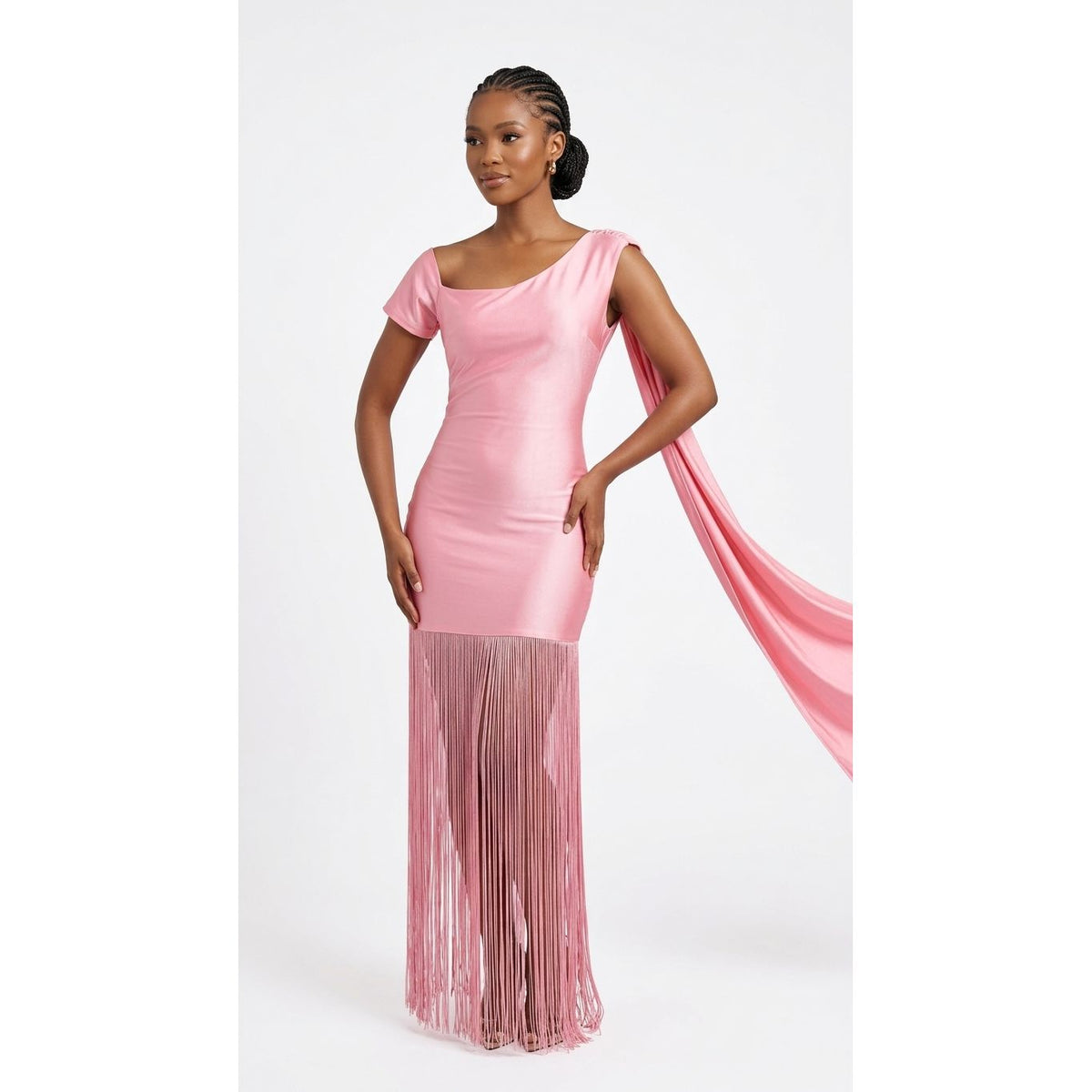 One-Shoulder Fringe Bodycon Midi Dress | Women's Party Dress