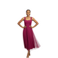 Square Neck Sleeveless Plain Colour Midi Dress
