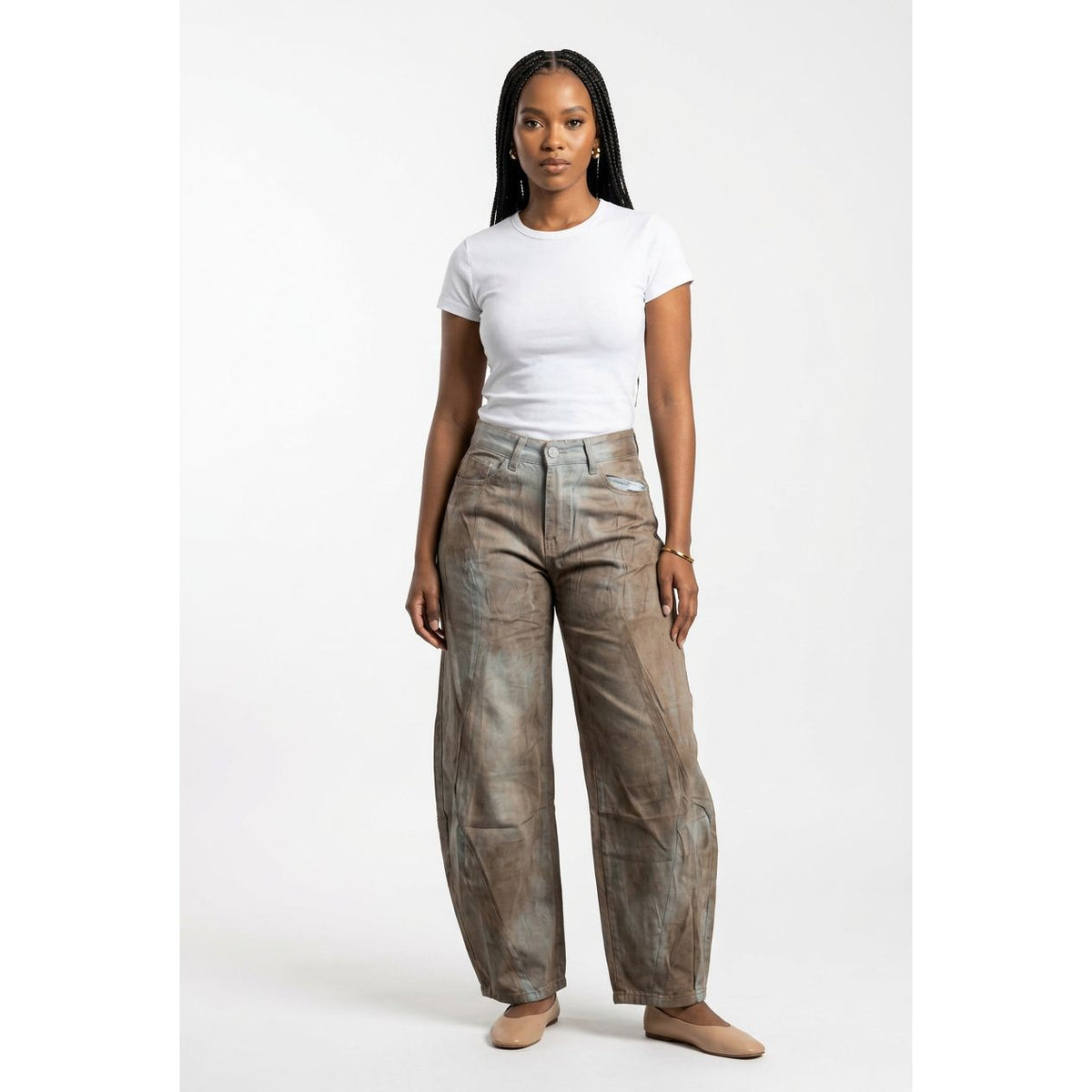 Vintage Wash Baggy Wide-Leg Jeans