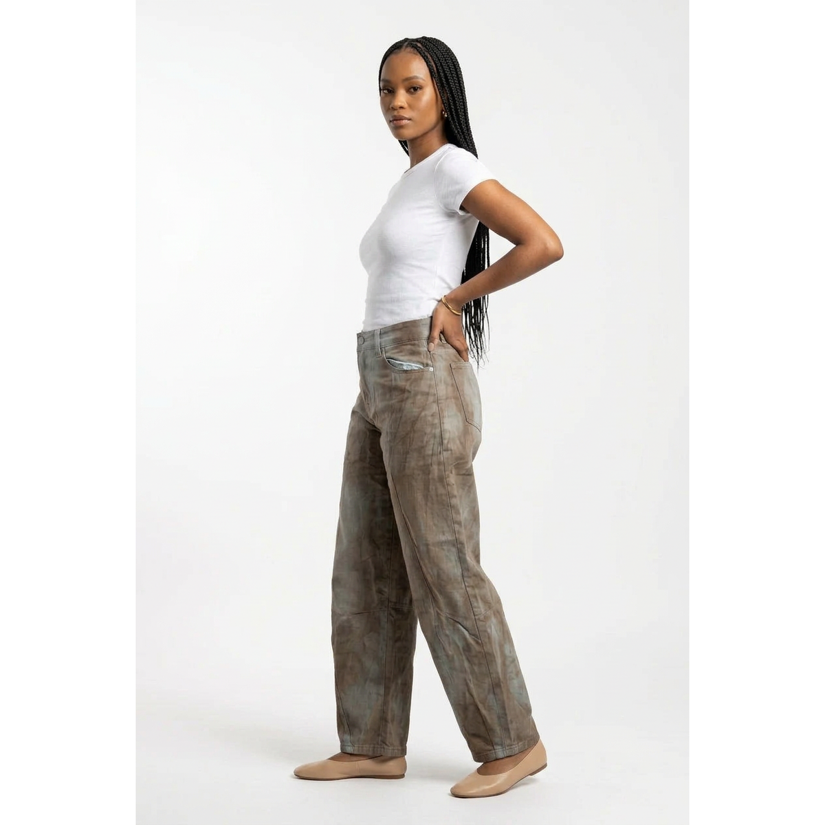Vintage Wash Baggy Wide-Leg Jeans