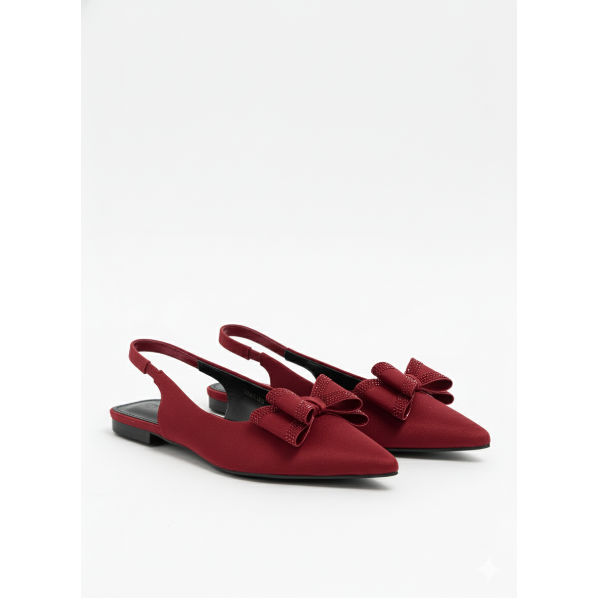 Elegant Black Satin Pointed-Toe Slingback Heels with Bow Detail