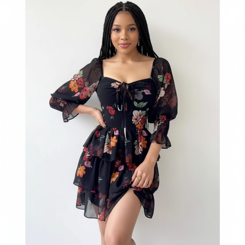 Floral Short Sleeve Dress