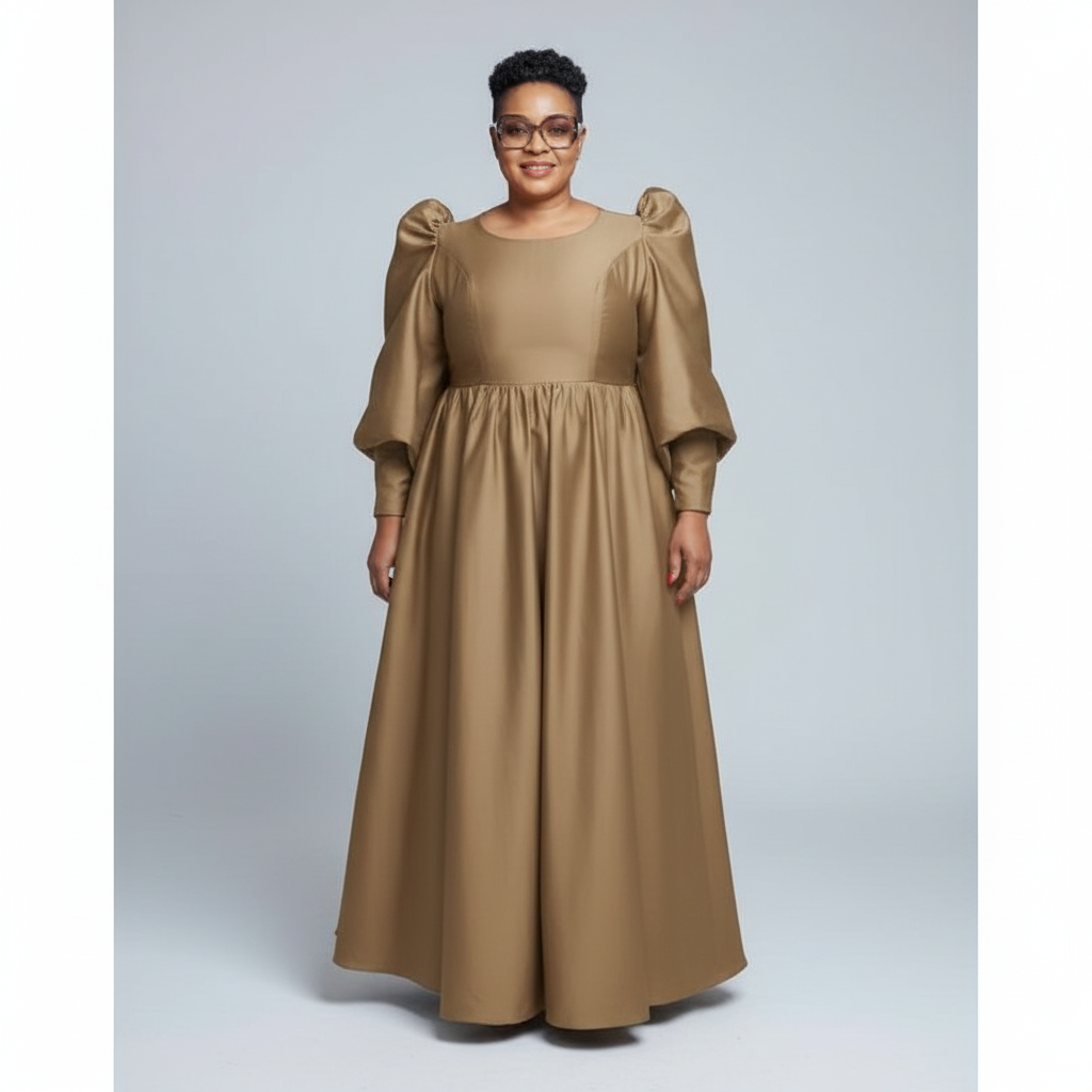 Satin wide open arm dress