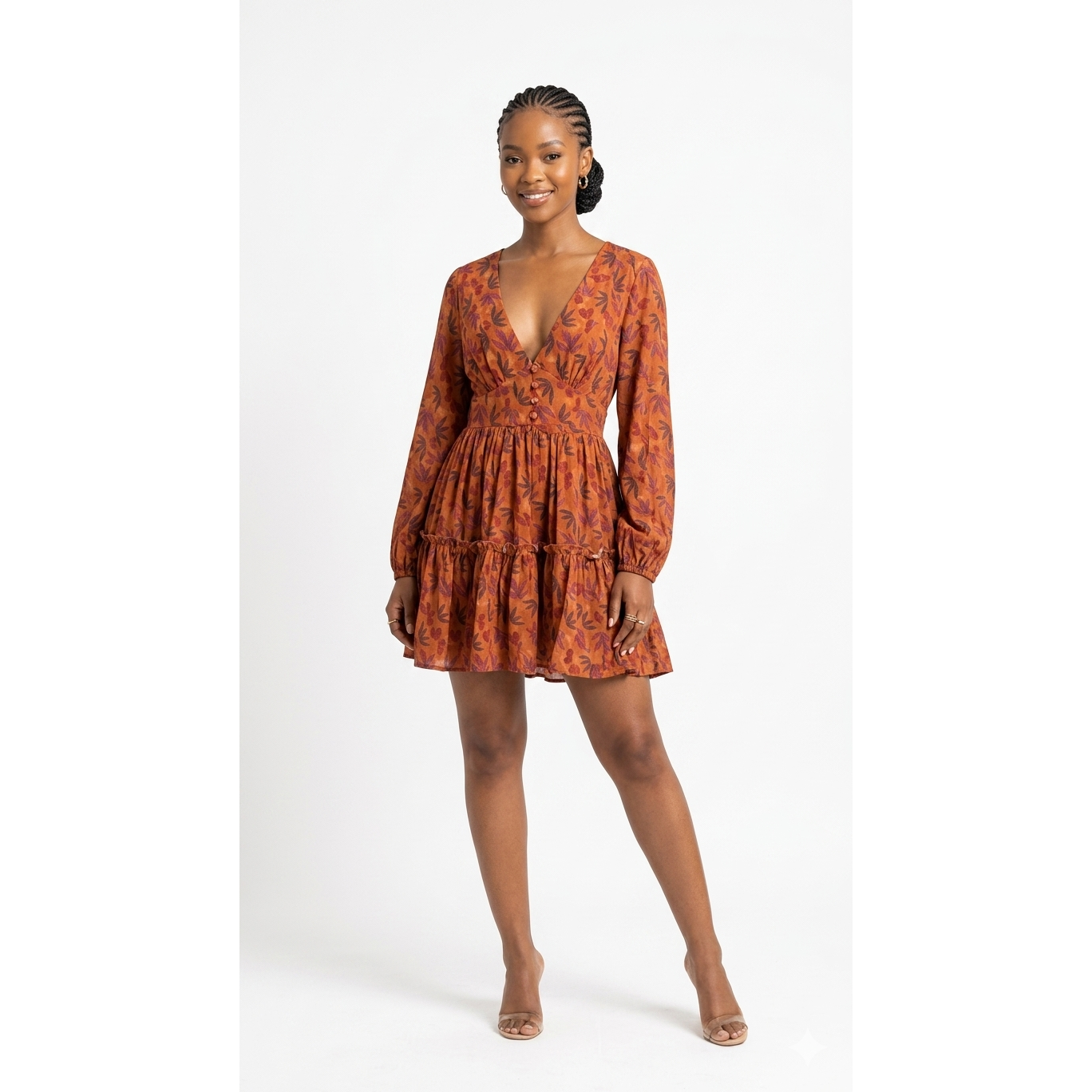 Classic Draped Floral Mini Dress