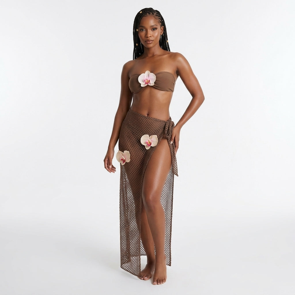 Sheer Lace Maxi Beach Cover-Up Set