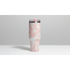 Pink and white marbled tumbler on a light gray background