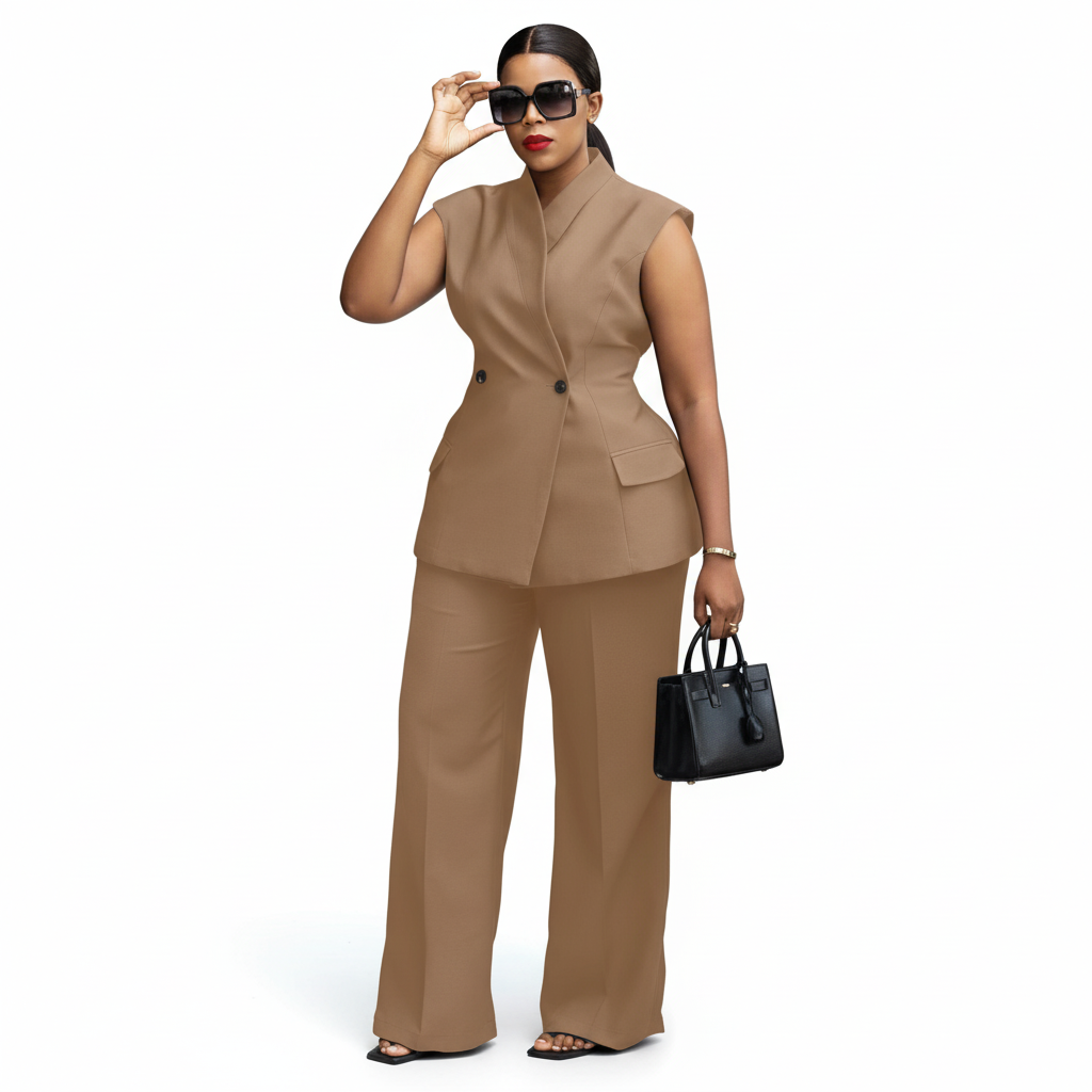 Sleeveless Top and Wide Leg Long Pants 2 Piece Set