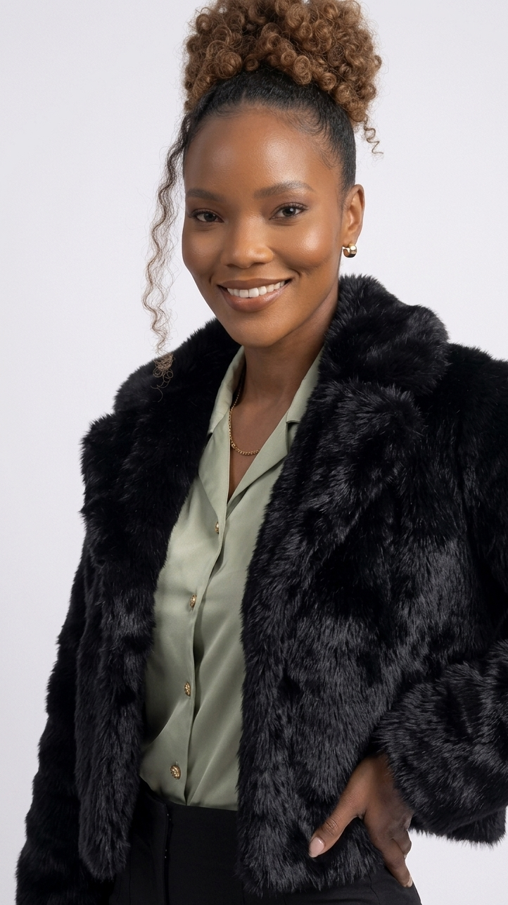 Vintage Oversized Crop Faux Fur Jacket