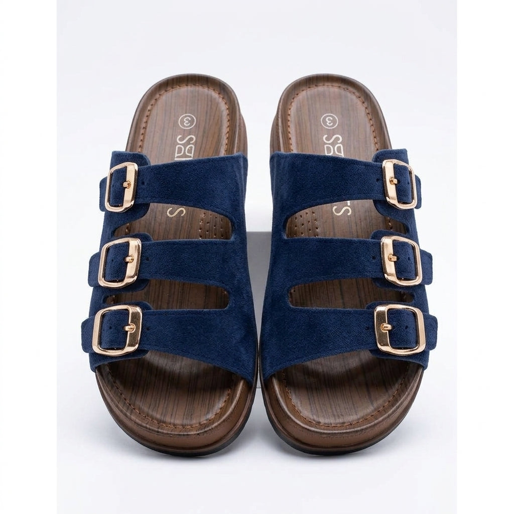 Suede Buckle Strap Elegant Platform Summer Sandals